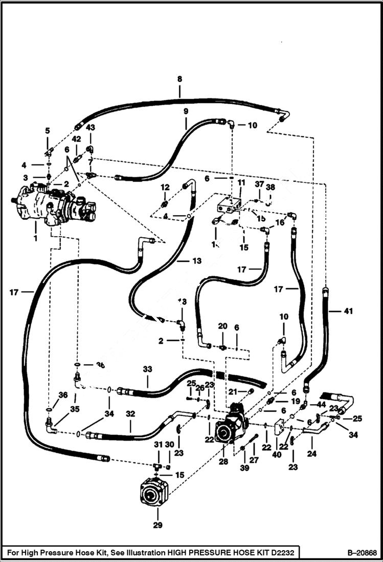 Схема запчастей Bobcat Articulated Loaders - HYDROSTATIC CIRCUITRY S/N 12164 & Below HYDROSTATIC SYSTEM