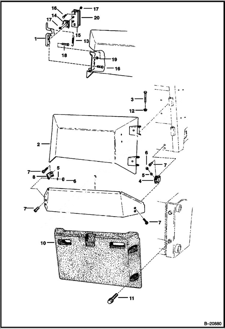 Схема запчастей Bobcat Articulated Loaders - TAILGATE GROUP (S/N 12384 & Below) MAIN FRAME