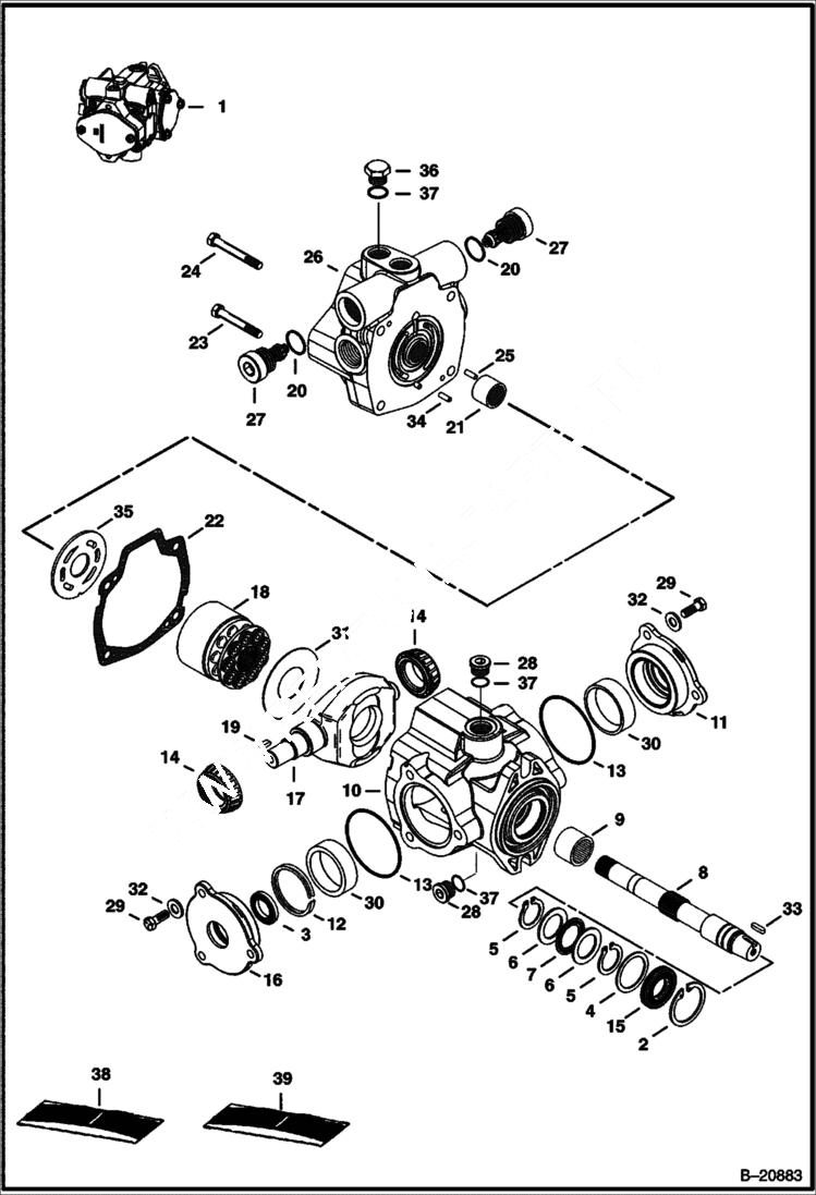 Схема запчастей Bobcat Mini Tracks Loaders - HYDROSTATIC PUMP (S/N 538711001-538712499) HYDROSTATIC SYSTEM