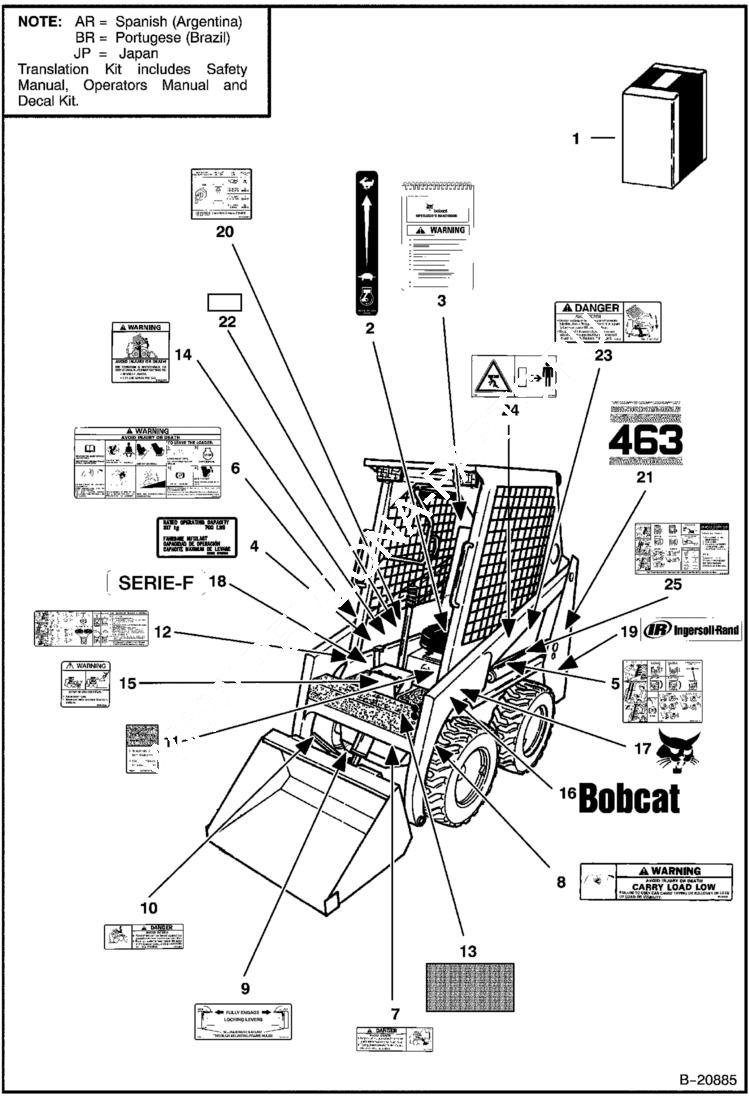 Схема запчастей Bobcat 400s - DECALS ACCESSORIES & OPTIONS