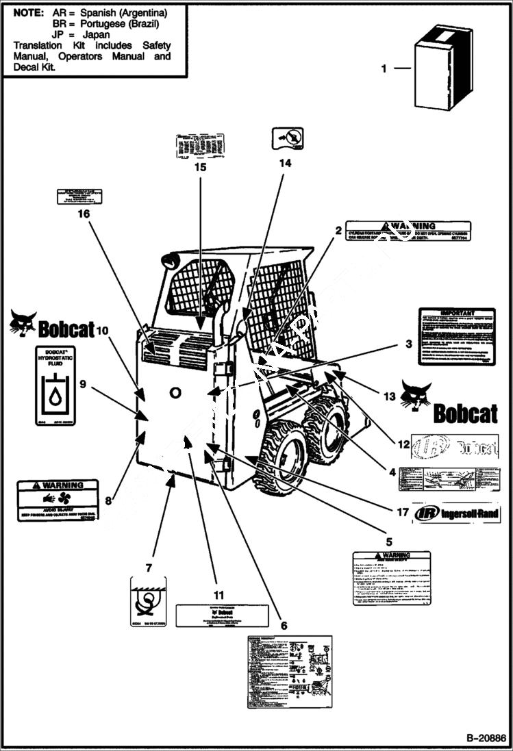 Схема запчастей Bobcat 400s - DECALS ACCESSORIES & OPTIONS