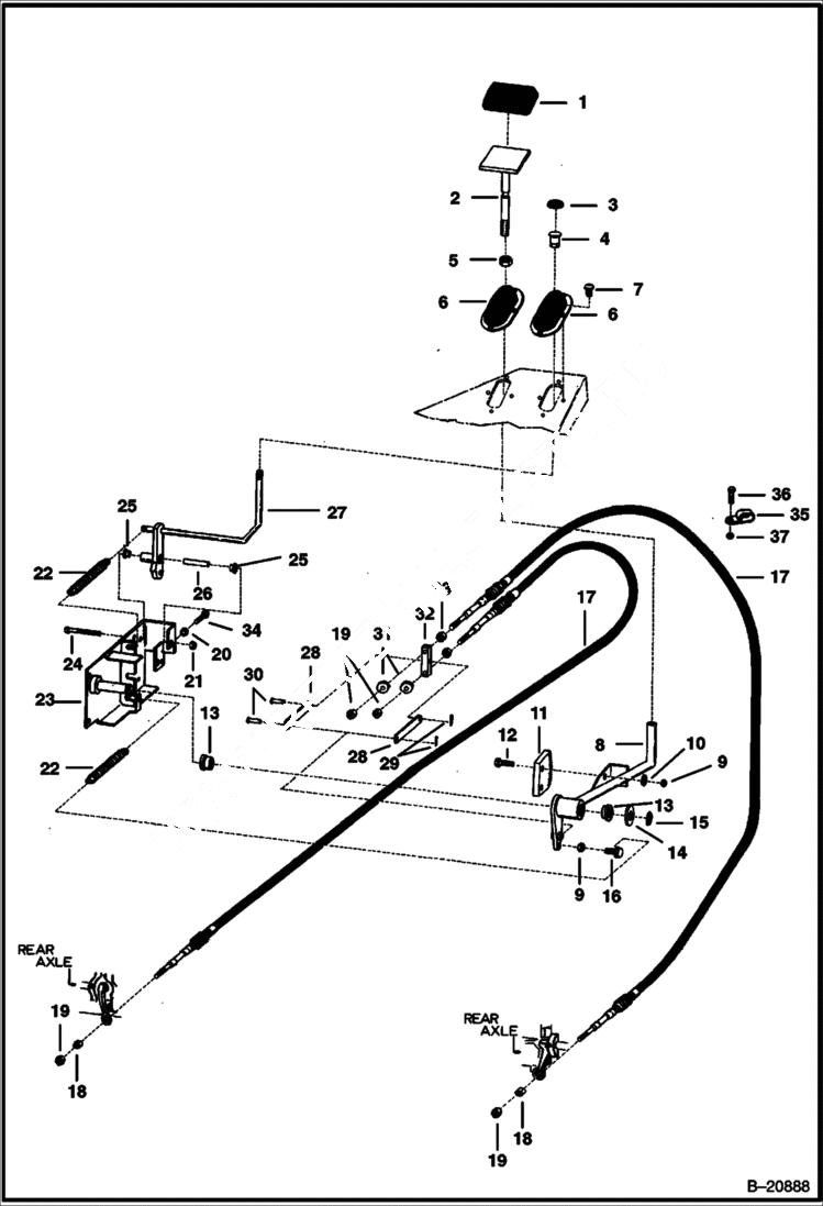 Схема запчастей Bobcat Articulated Loaders - BRAKE LINKAGE DRIVE TRAIN