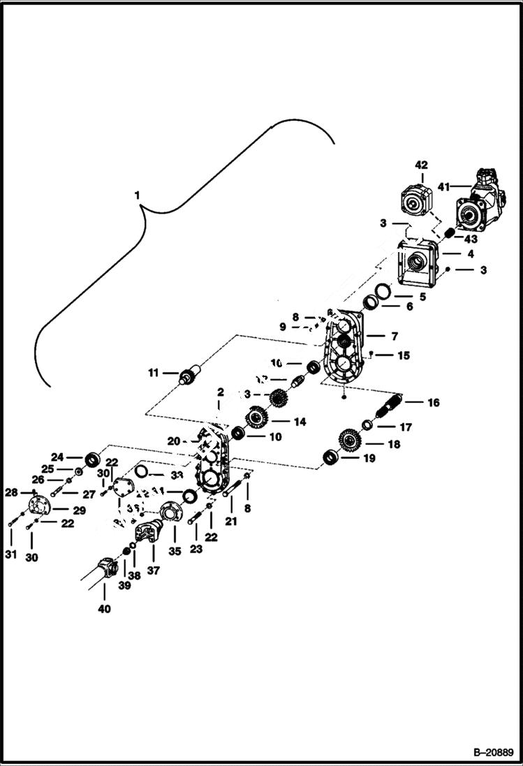 Схема запчастей Bobcat Articulated Loaders - GEARBOX DRIVE TRAIN