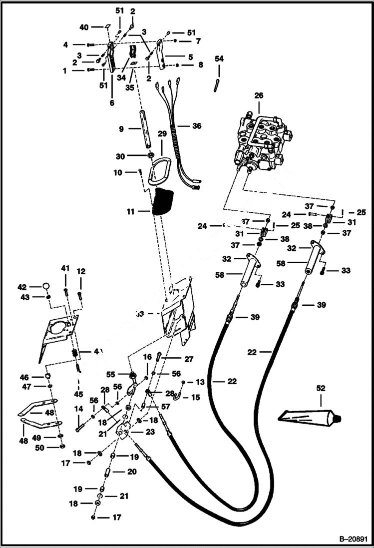 Схема запчастей Bobcat Articulated Loaders - HYDRAULIC LIFT & TILT CONTROL LINKAGE (Joystick Controls) HYDRAULIC SYSTEM