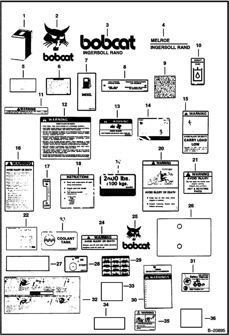 Схема запчастей Bobcat Articulated Loaders - DECALS ACCESSORIES & OPTIONS