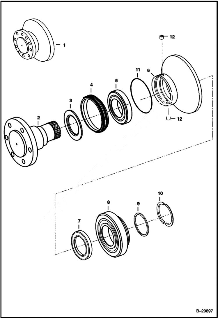 Схема запчастей Bobcat T-Series - HYDROSTATIC MOTOR (Front Housing) (7001117 motor) HYDROSTATIC SYSTEM