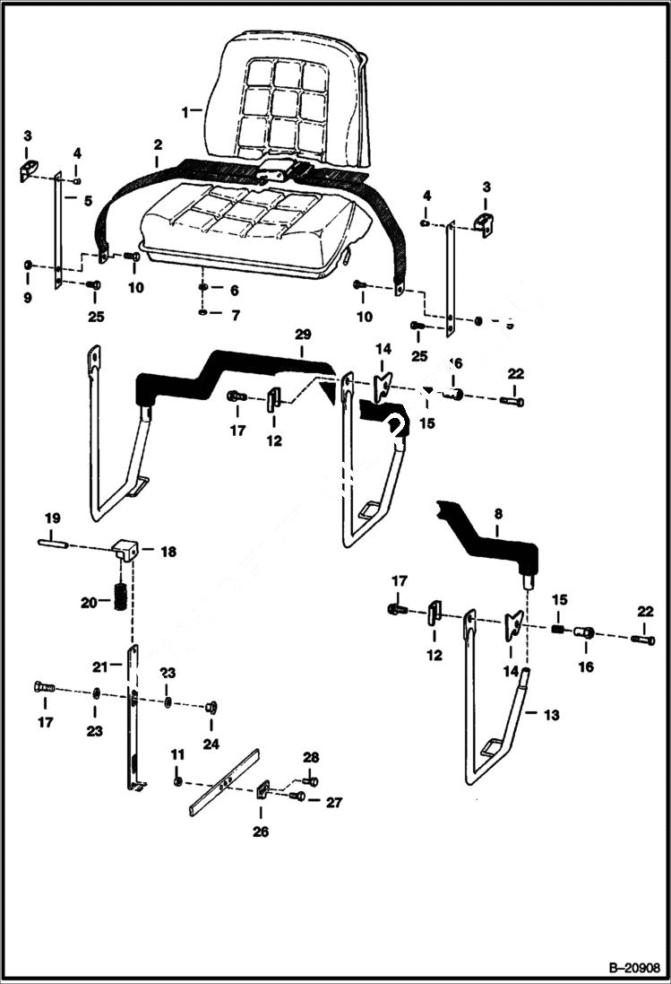 Схема запчастей Bobcat Feller Buncher - SEAT & SEAT BAR MAIN FRAME