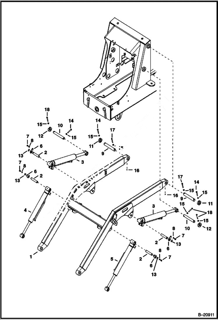 Схема запчастей Bobcat B100 - BOOM & ATTACHING PARTS 5700 11056 & Below MAIN FRAME