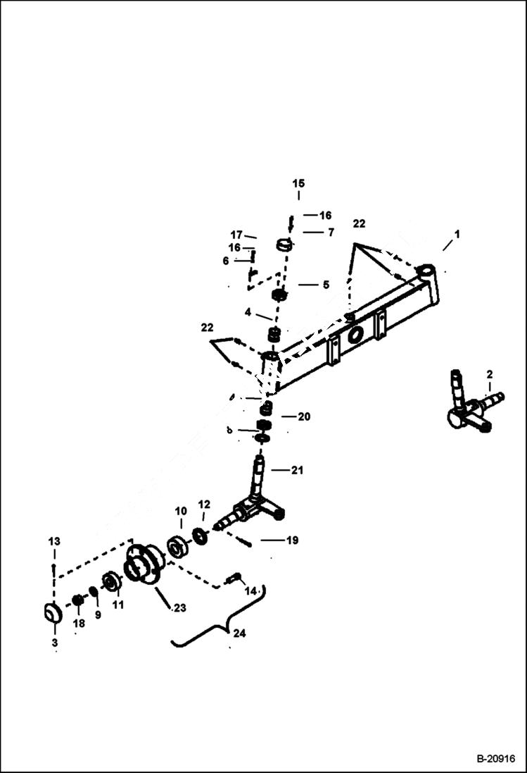 Схема запчастей Bobcat B100 - STEERING AXLE Front DRIVE TRAIN