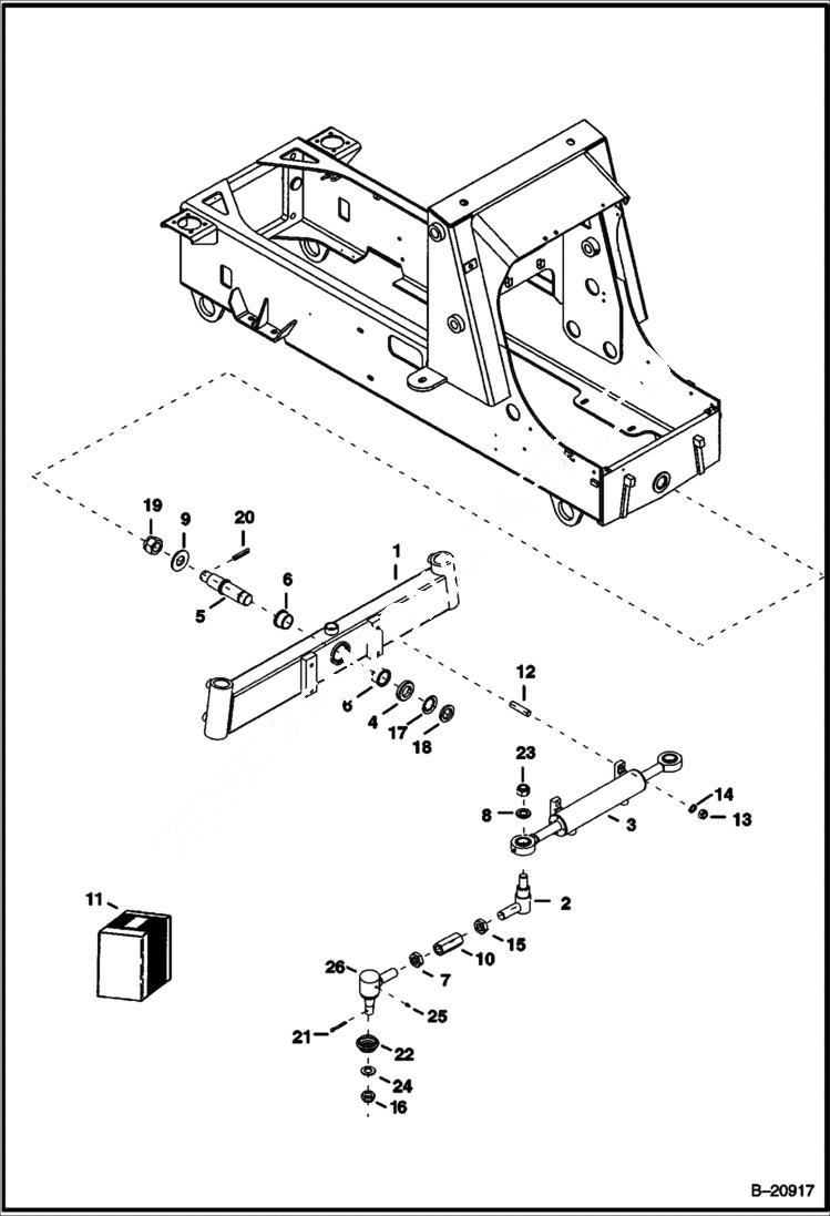 Схема запчастей Bobcat B100 - STEERING AXLE Front DRIVE TRAIN