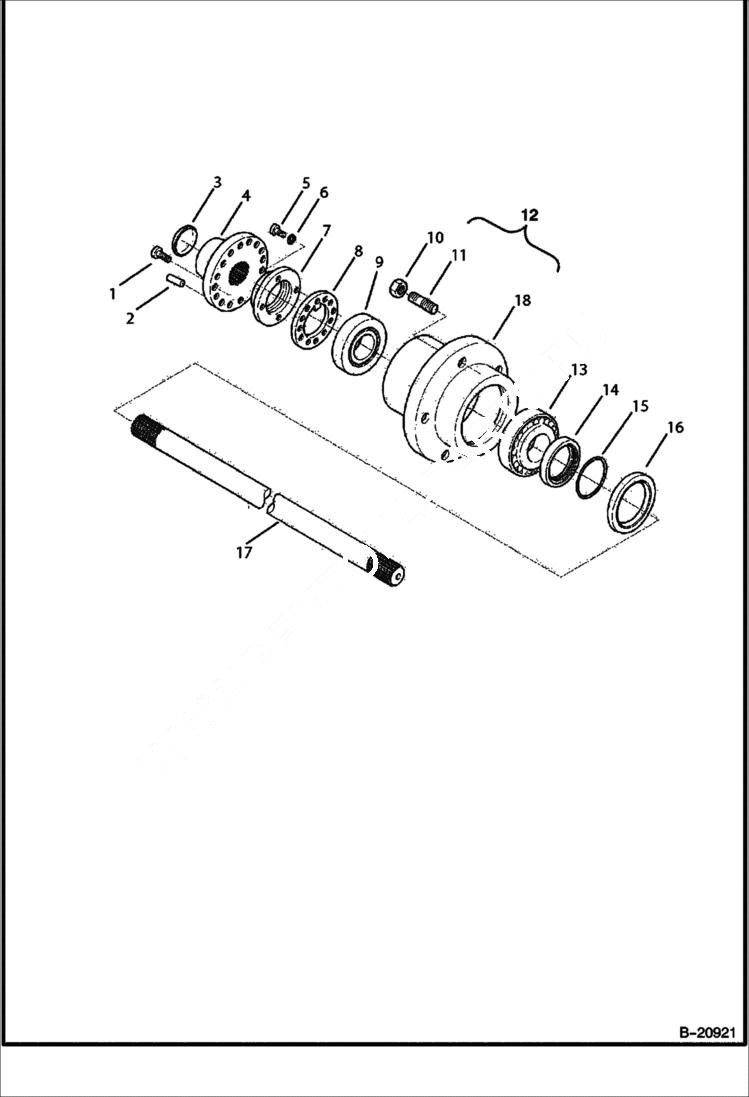 Схема запчастей Bobcat B250 - REAR AXLE B200 AXLES & WHEELS