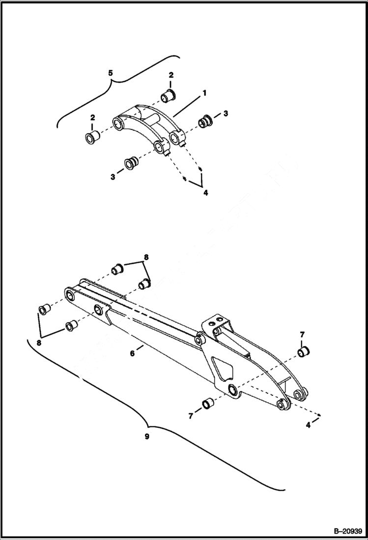 Схема запчастей Bobcat B100 - ARM/LINK ASSY. WORK EQUIPMENT