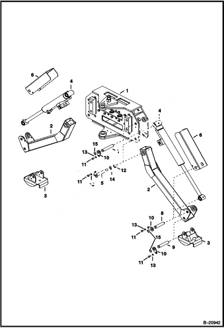 Схема запчастей Bobcat B100 - TRUNNION Stabilizers WORK EQUIPMENT