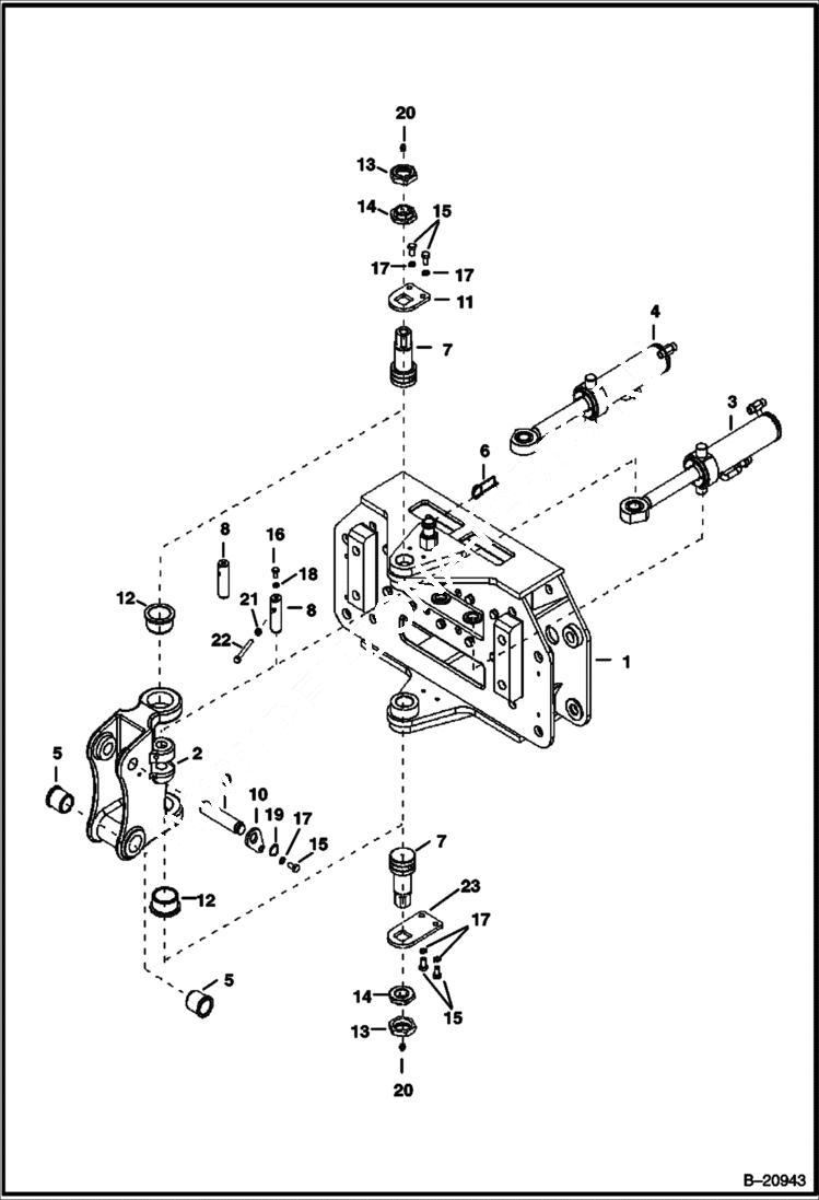 Схема запчастей Bobcat B100 - TRUNNION With Swing WORK EQUIPMENT