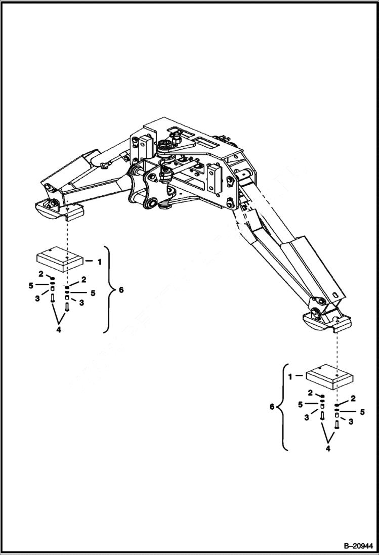 Схема запчастей Bobcat B100 - STABILIZER PADS WORK EQUIPMENT