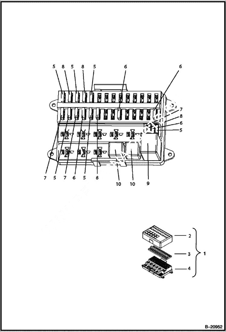 Схема запчастей Bobcat B200 - ELECTRICAL Fuse Box ELECTRICAL SYSTEM