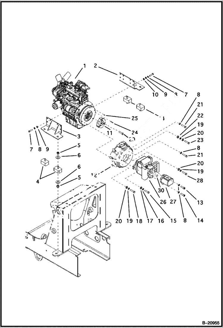 Схема запчастей Bobcat B100 - ENGINE AND ATTACHING PARTS 5700 11001 & Above POWER UNIT