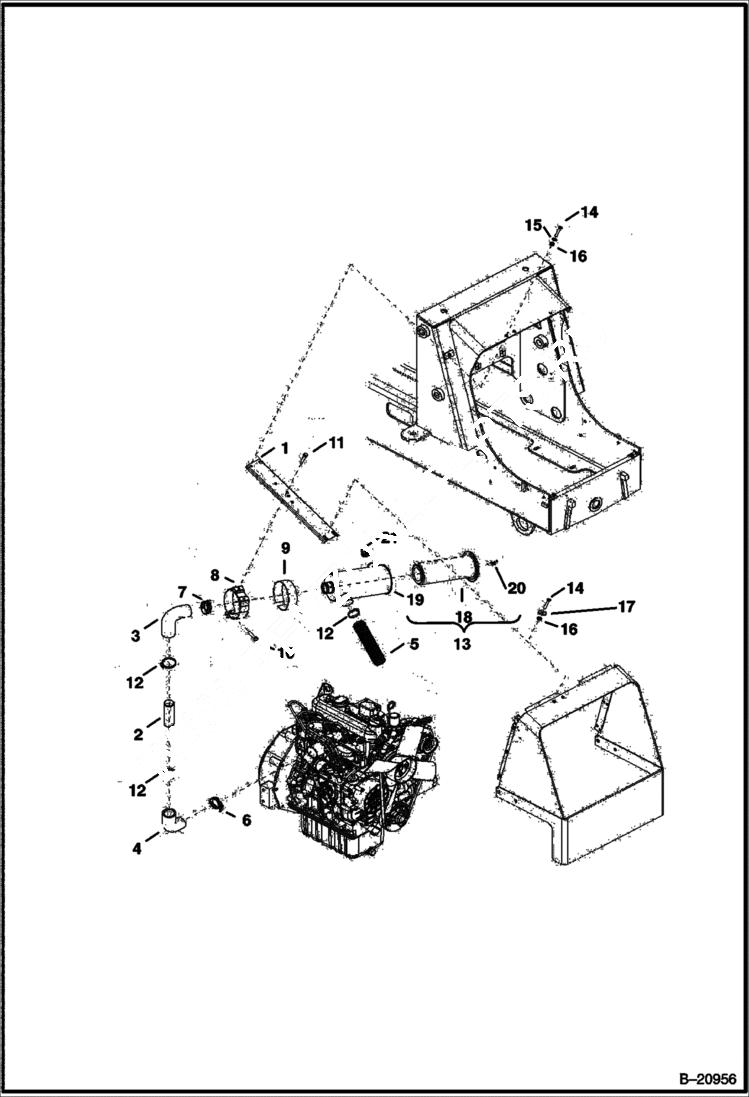 Схема запчастей Bobcat B100 - ENGINE & ATTACHING PARTS (Air Cleaner) POWER UNIT