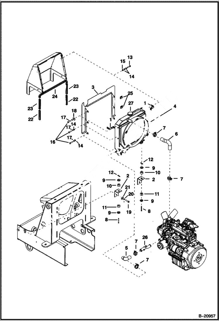 Схема запчастей Bobcat B250 - COOLING SYSTEM Tier I 5722 11001 & Abv POWER UNIT