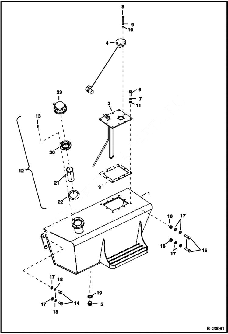 Схема запчастей Bobcat B100 - FUEL TANK POWER UNIT