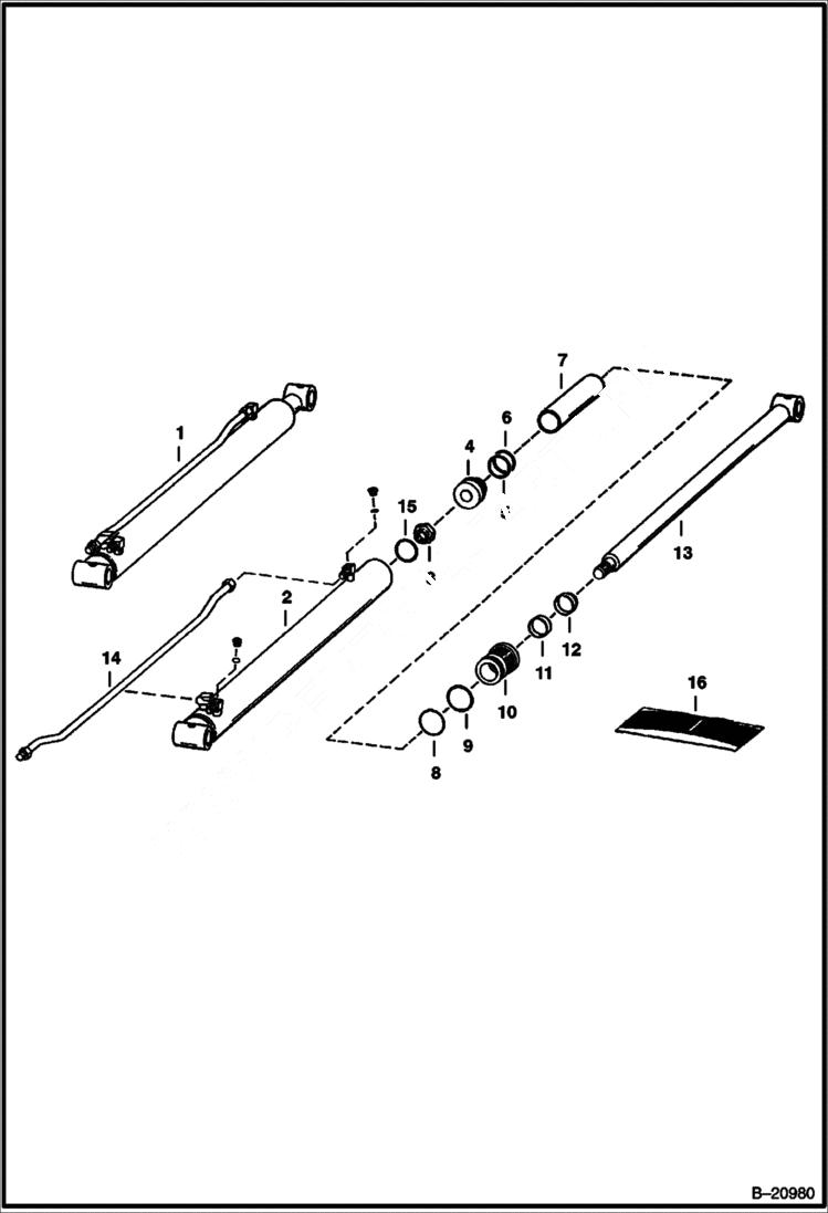 Схема запчастей Bobcat Feller Buncher - LIFT CYLINDER HYDRAULIC SYSTEM