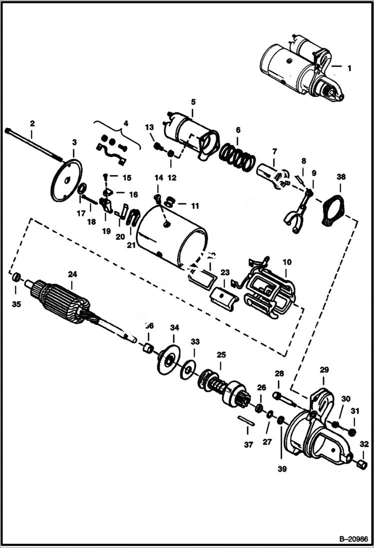 Схема запчастей Bobcat Feller Buncher - STARTER (Delco 1998379) ELECTRICAL SYSTEM