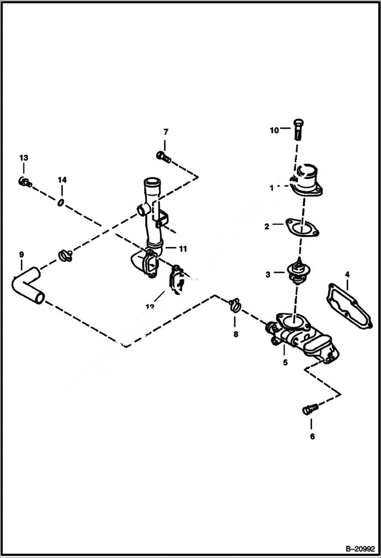 Схема запчастей Bobcat Feller Buncher - THERMOSTAT HOUSING POWER UNIT