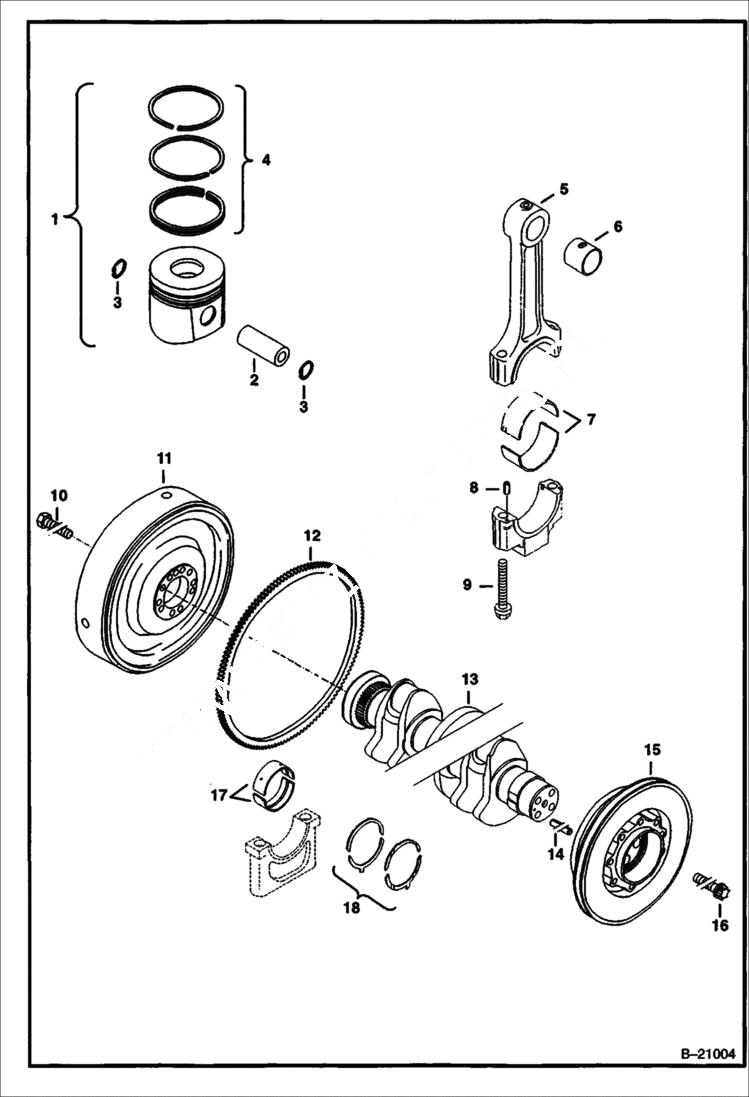 Схема запчастей Bobcat 442 - PISTON & CRANKSHAFT POWER UNIT