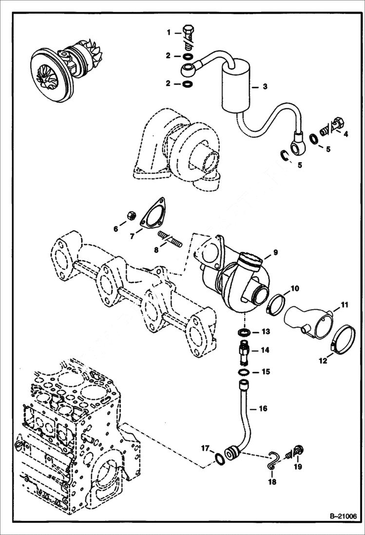 Схема запчастей Bobcat 442 - TURBOCHARGER POWER UNIT