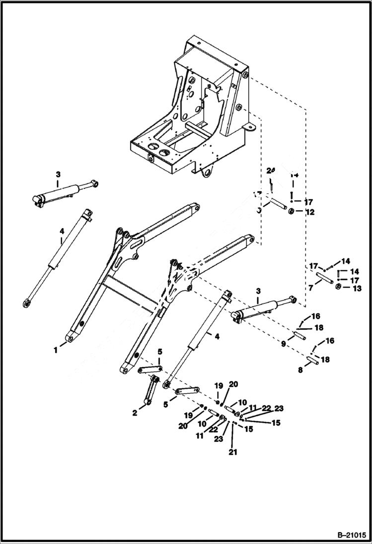 Схема запчастей Bobcat B250 - LIFT ARM & ATTACHING PARTS (B200) 5702 11100 & Below (B250) 5703 11070 & Below MAIN FRAME