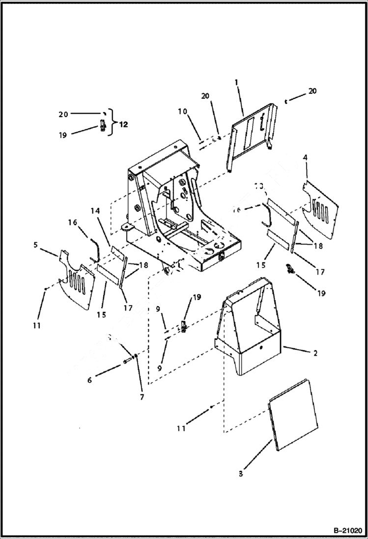 Схема запчастей Bobcat B250 - PANELS MAIN FRAME