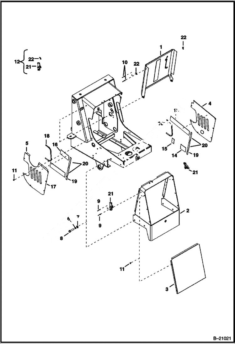 Схема запчастей Bobcat B200 - PANELS MAIN FRAME