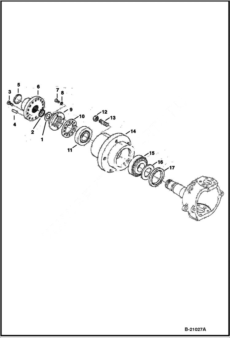 Схема запчастей Bobcat B250 - FRONT AXLE B200/B250 AXLES & WHEELS