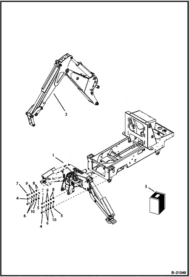 Схема запчастей Bobcat B250 - TRUNNION Center Mount Backhoe B200 WORK EQUIPMENT