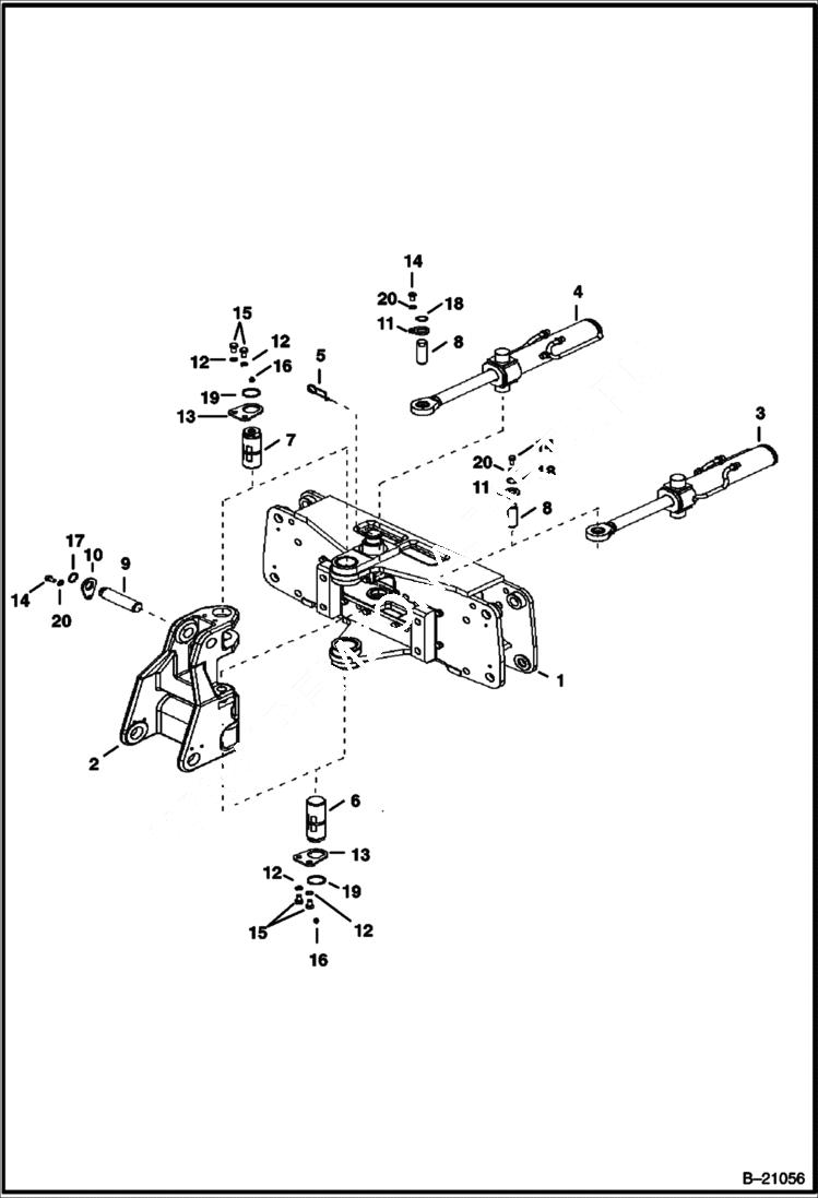 Схема запчастей Bobcat B250 - TRUNNION W/FRAME Center Mount Backhoe B200 WORK EQUIPMENT