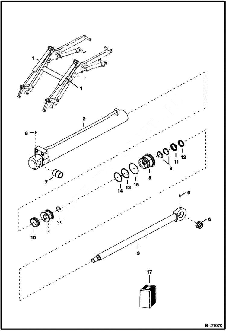 Схема запчастей Bobcat BL275 - TILT CYLINDER 5708 11021 & Below HYDRAULIC SYSTEM