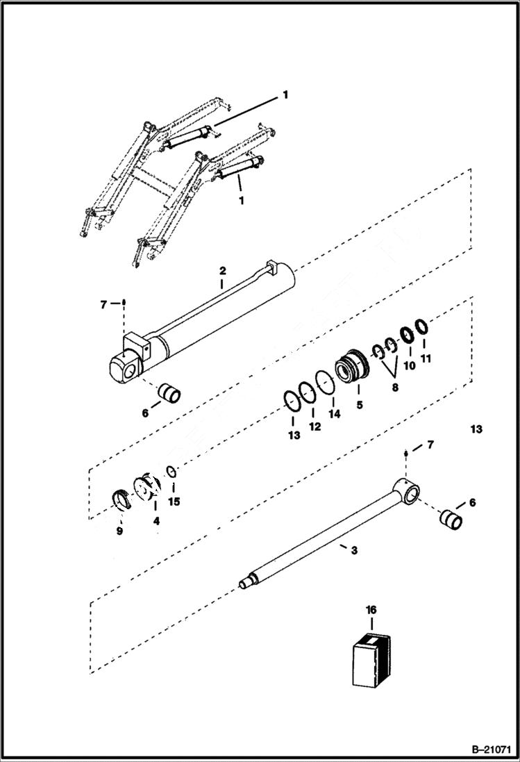 Схема запчастей Bobcat BL275 - LIFT CYLINDER 5708 11021 & Below HYDRAULIC SYSTEM