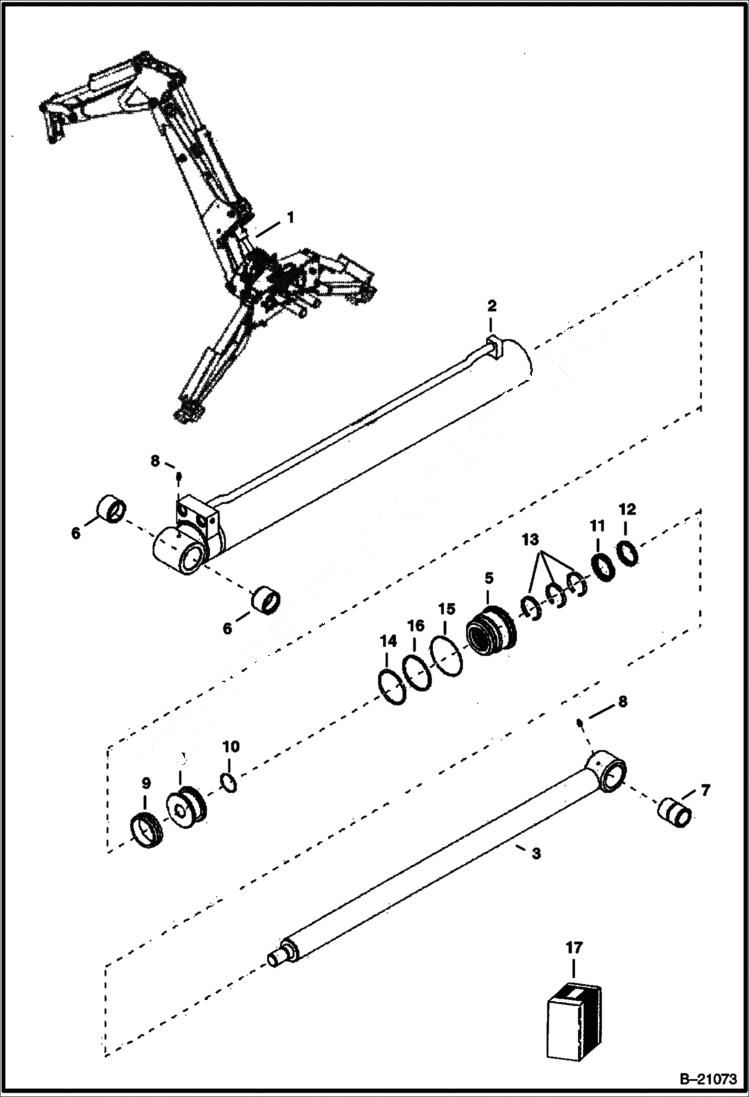 Схема запчастей Bobcat BL370 - BOOM CYLINDER Center Backhoe (BL370) 5704 11024 & Below HYDRAULIC SYSTEM