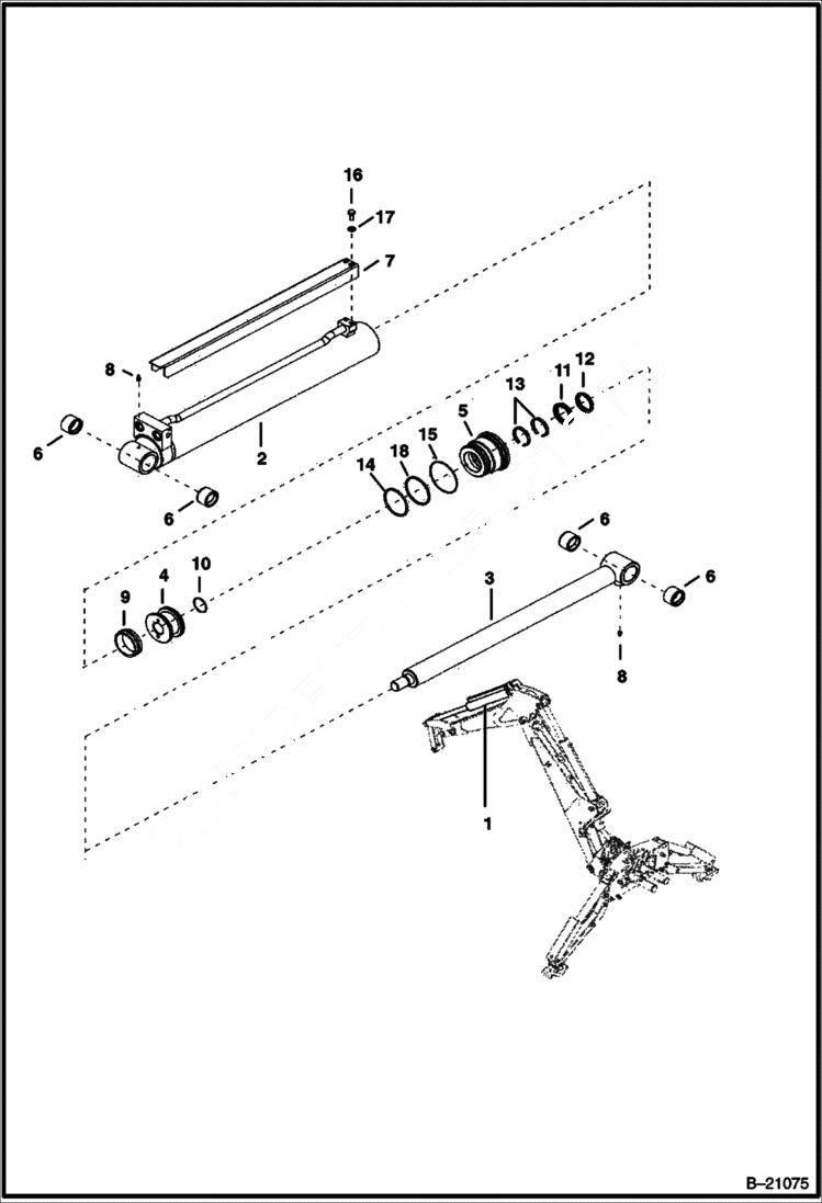 Схема запчастей Bobcat BL275 - BUCKET CYLINDER 5708 11019 & Below HYDRAULIC SYSTEM