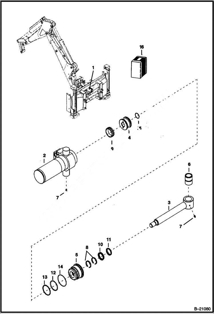 Схема запчастей Bobcat B250 - SWING CYLINDER B250 (Upper) Side Shift Backhoe HYDRAULIC SYSTEM