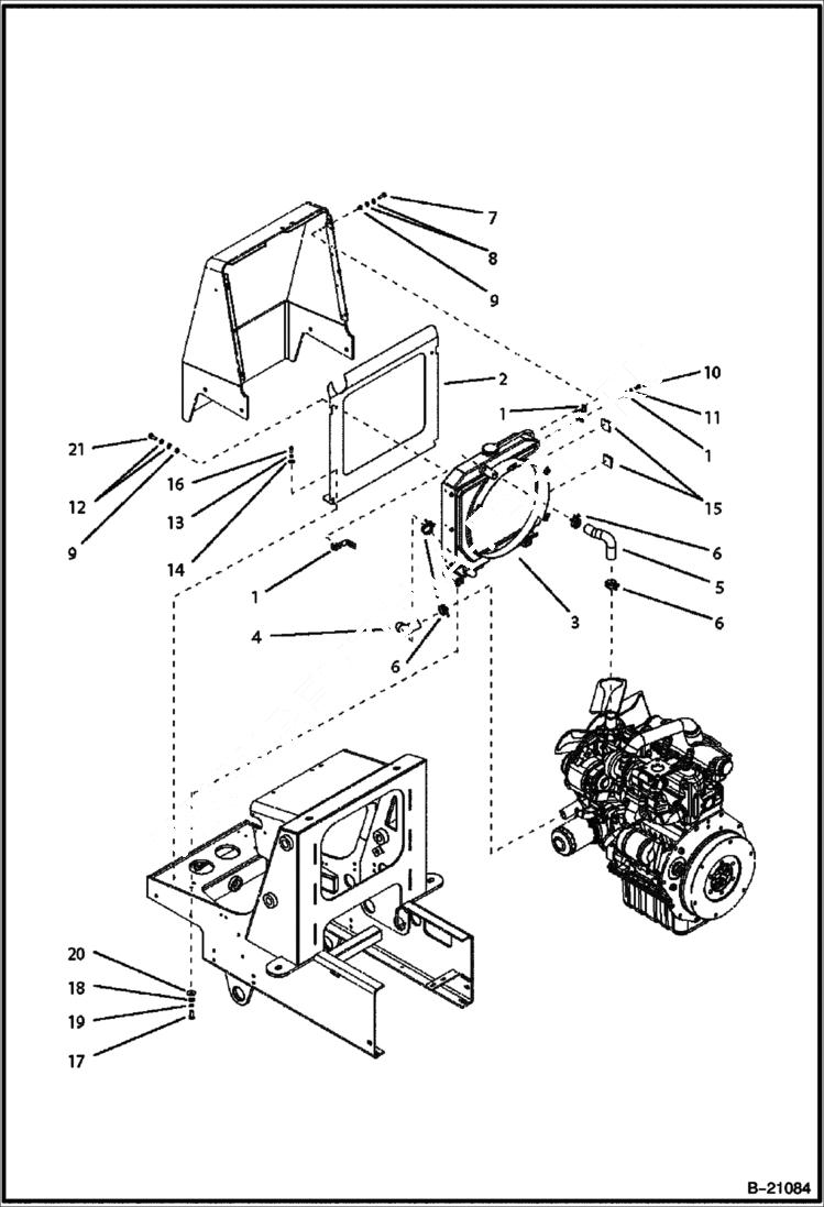 Схема запчастей Bobcat B250 - ENGINE & ATTACHING PARTS (B200) 5702 11125 & Above (B250) 5703 11124 & Below POWER UNIT