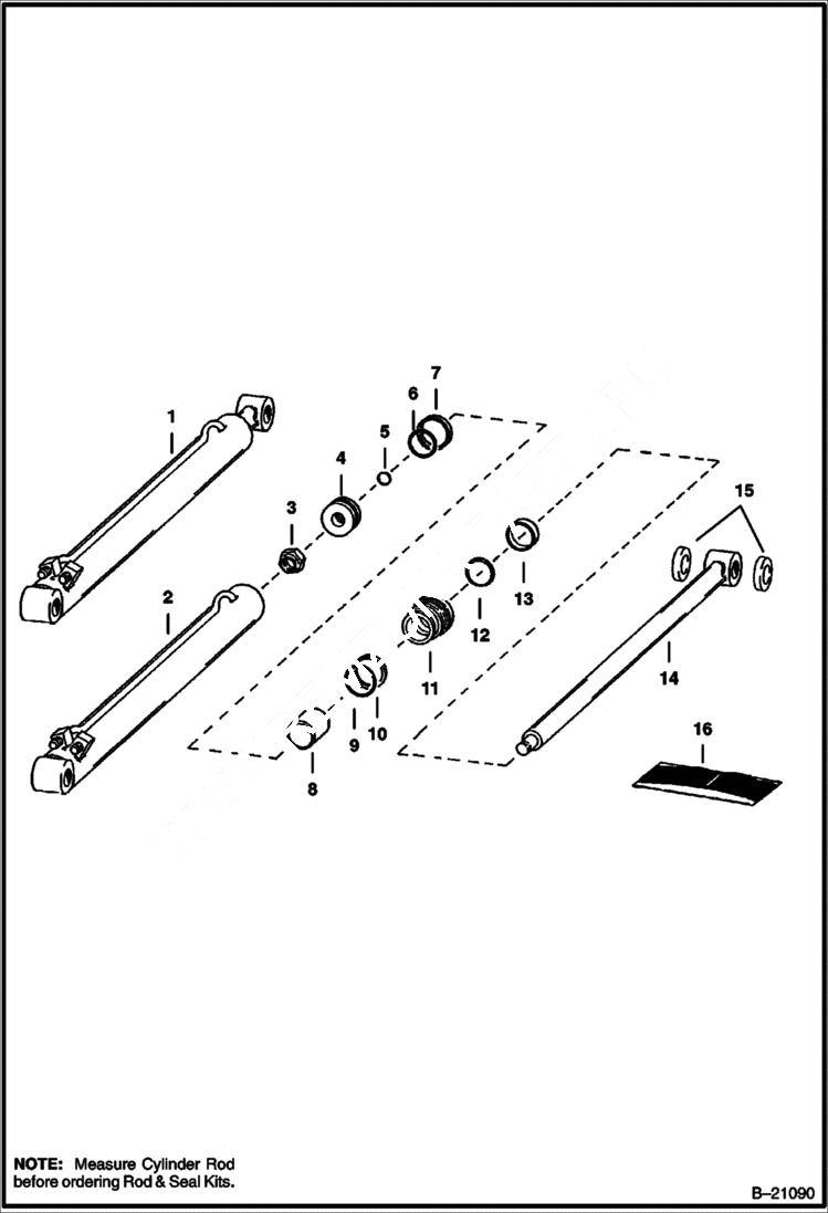 Схема запчастей Bobcat 800s - LIFT CYLINDER (W/1-1/4 Rod) HYDRAULIC SYSTEM