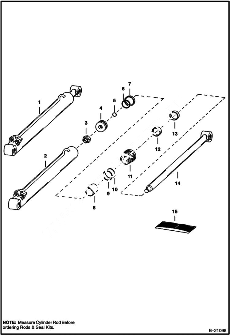 Схема запчастей Bobcat 800s - LIFT CYLINDER (W/1-1/2 Rod - S/N 12001 & Above) HYDRAULIC SYSTEM