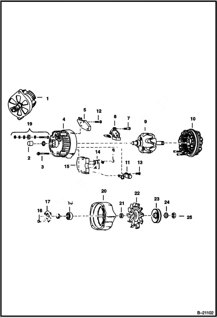 Схема запчастей Bobcat 800s - ALTERNATOR (Delco 1100092 - Closed) ELECTRICAL SYSTEM