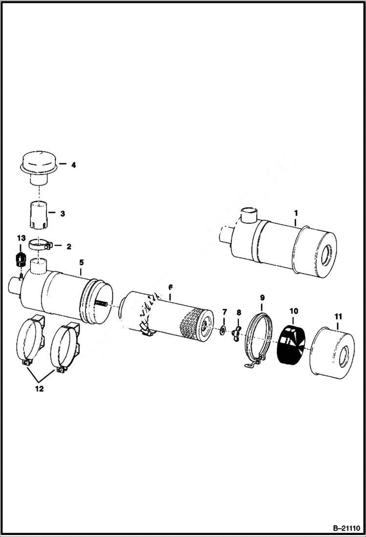 Схема запчастей Bobcat 800s - AIR CLEANER POWER UNIT