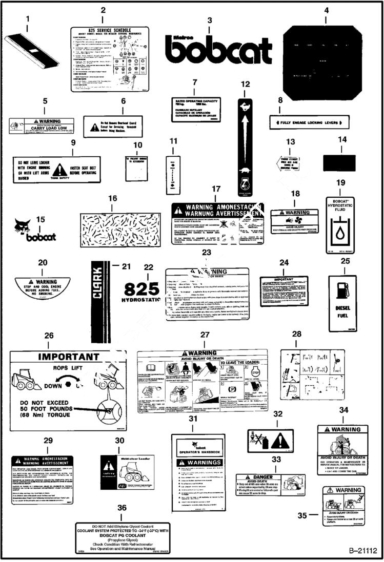 Схема запчастей Bobcat 800s - DECALS ACCESSORIES & OPTIONS