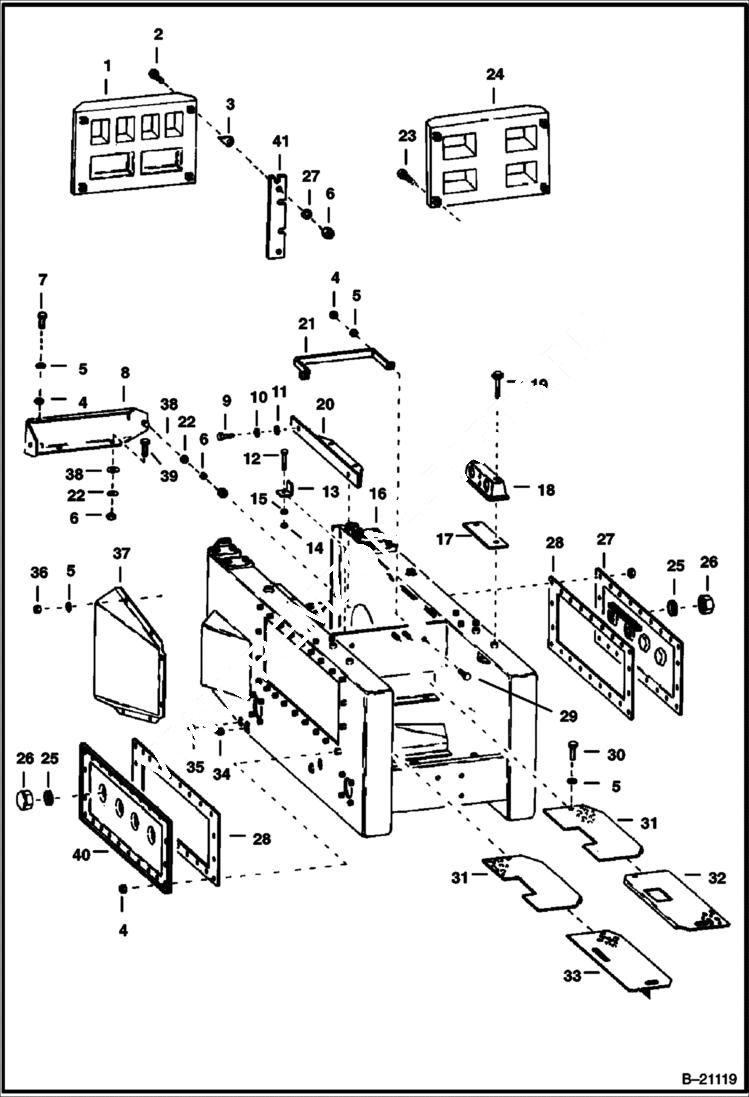 Схема запчастей Bobcat 500s - MAIN FRAME ATTACHING PARTS Right Side MAIN FRAME