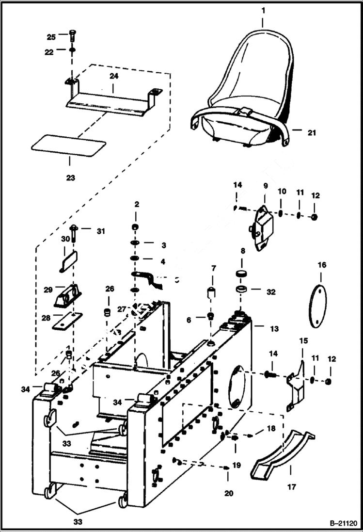 Схема запчастей Bobcat 400s - MAIN FRAME ATTACHING PARTS Left Side MAIN FRAME