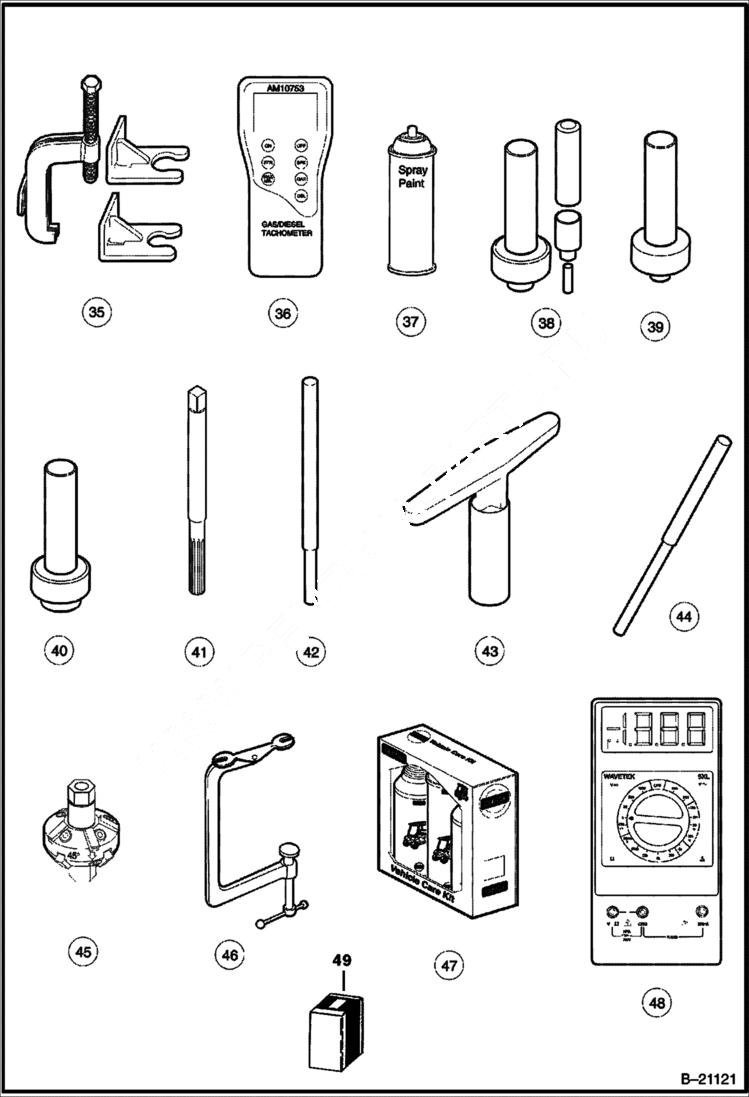 Схема запчастей Bobcat 2100S - MAINTENANCE & SERVICE TOOLS MAINTENANCE ITEMS