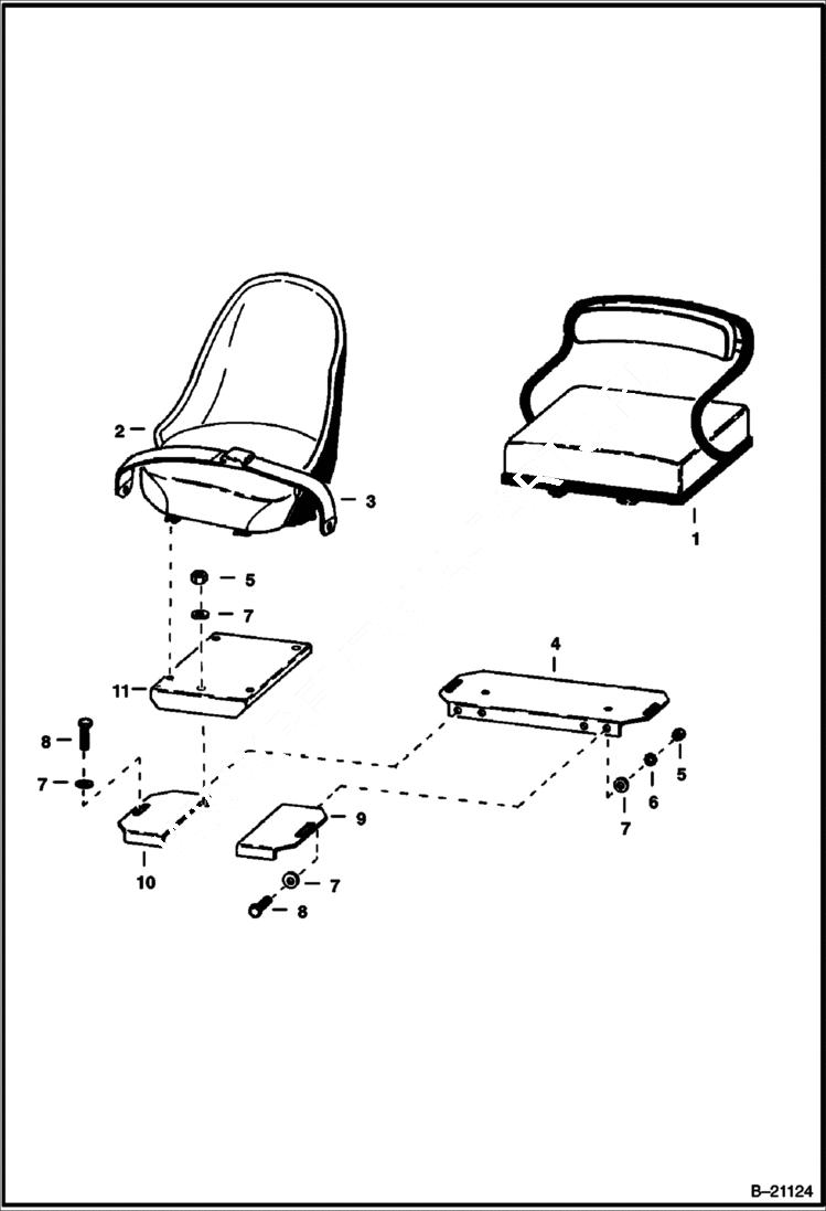 Схема запчастей Bobcat 500s - SEAT & SEAT MOUNTING MAIN FRAME